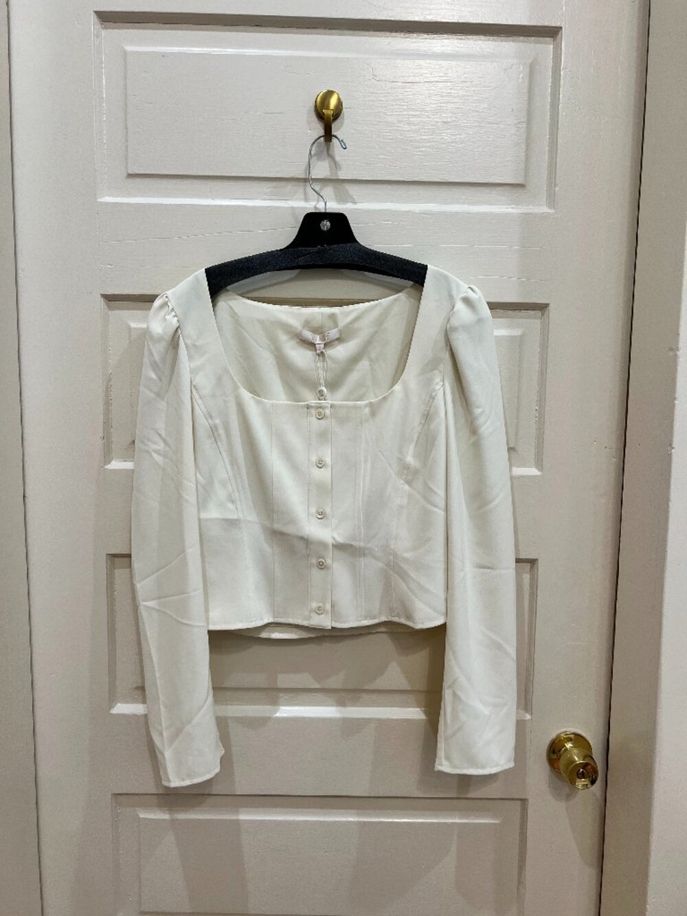 WAYF Unforgettable Puff Sleeve Corset Top Ivory Size L NWT